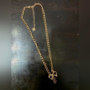 Juicy Couture Gold Chain Necklace with Bow Pendant